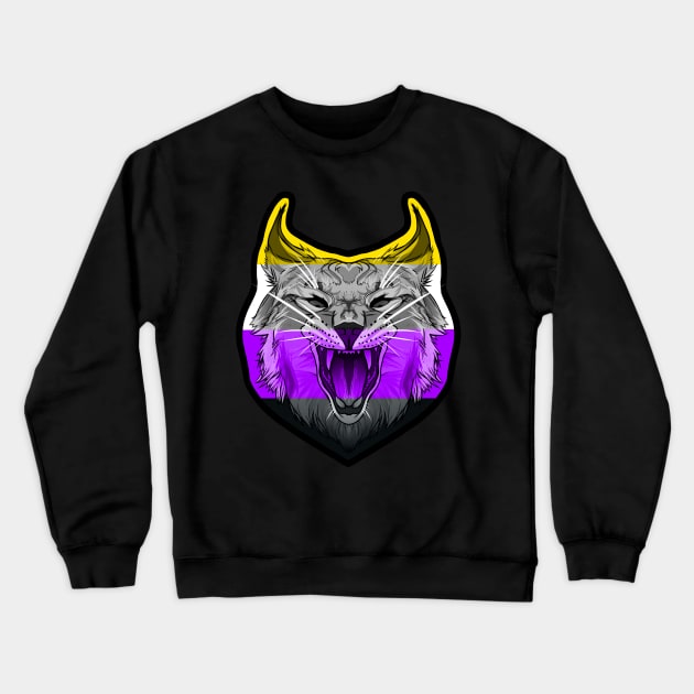 Caracal (Non Binary Pride Flag) Crewneck Sweatshirt by illustratelaw